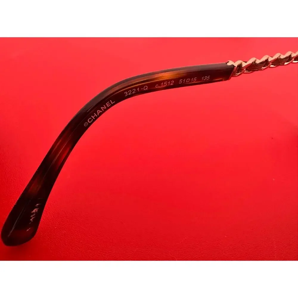 Chanel 3221-Q Gold Tone Intertwine Chain Link Tortoise 51-15-135 Eye Glasses